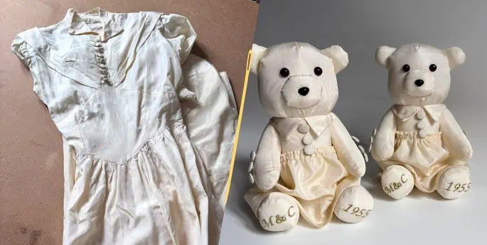 duo arcas avec robe de mariée