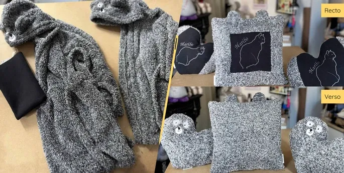 coussins peignoirs 8 et 10 ans + tissu noir